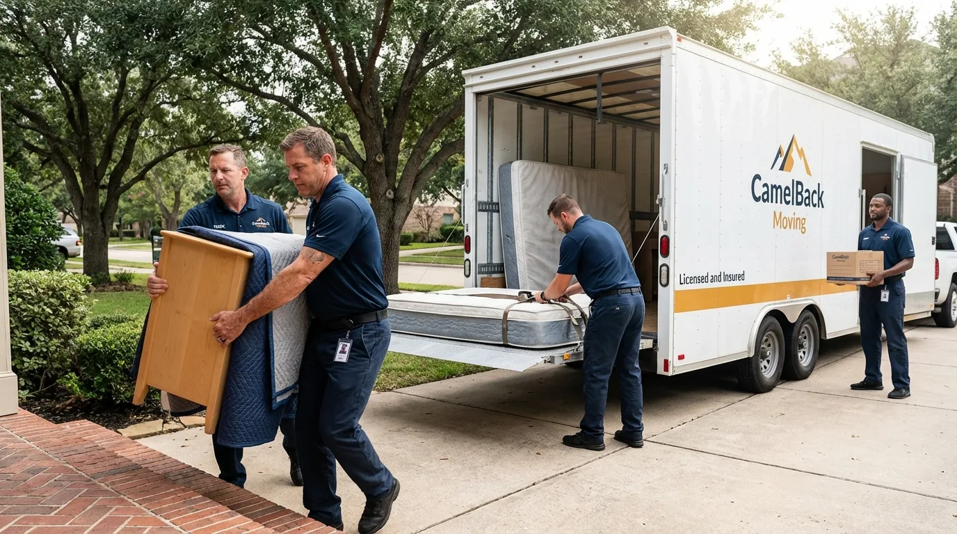 Crew loading residential truck for cross-state move from Walsenburg, CO