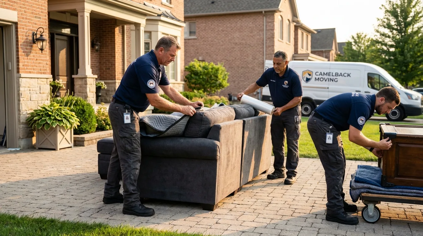 Large estate moving crew wrapping furniture in Walsenburg, CO