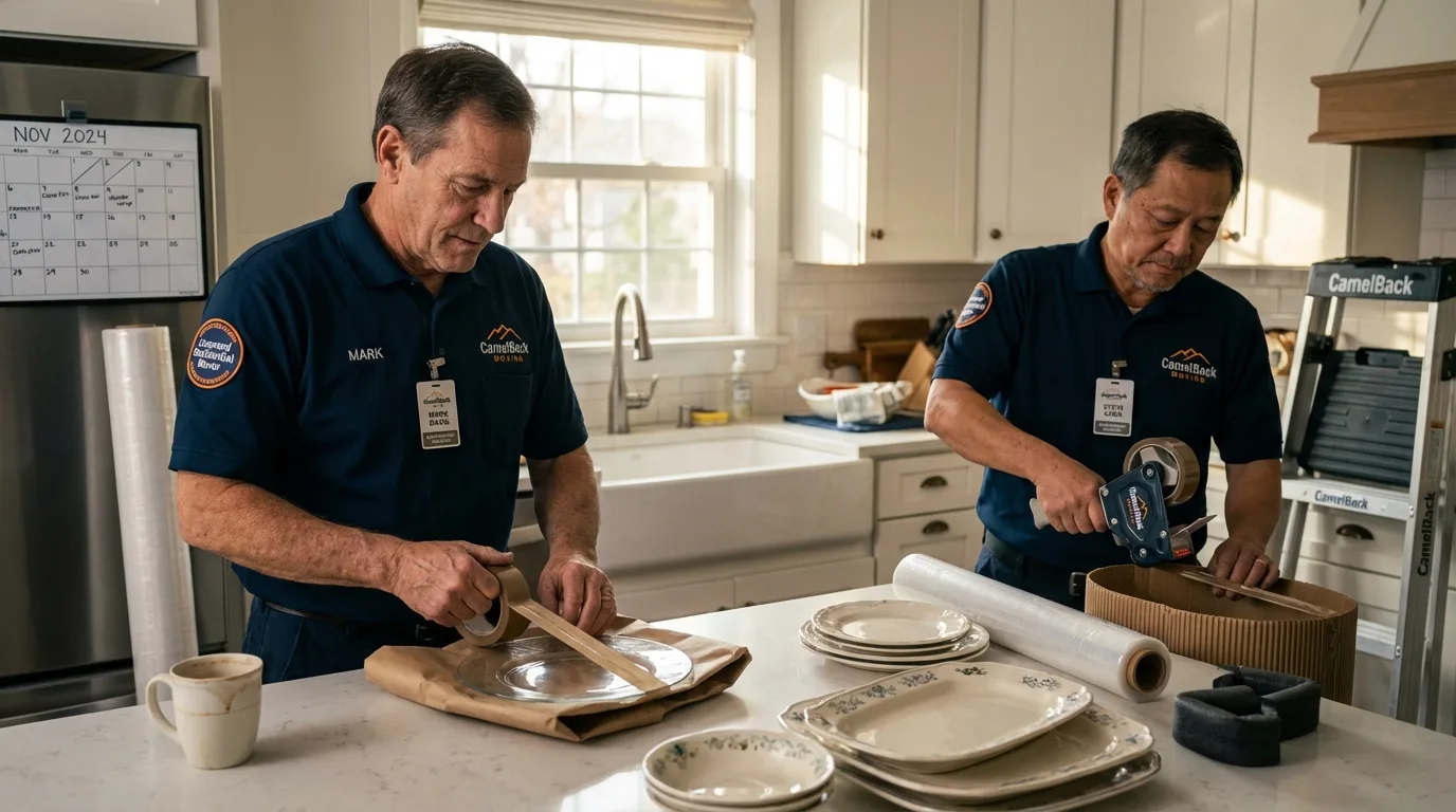 Professional crew packing kitchen dishware in Walsenburg, CO